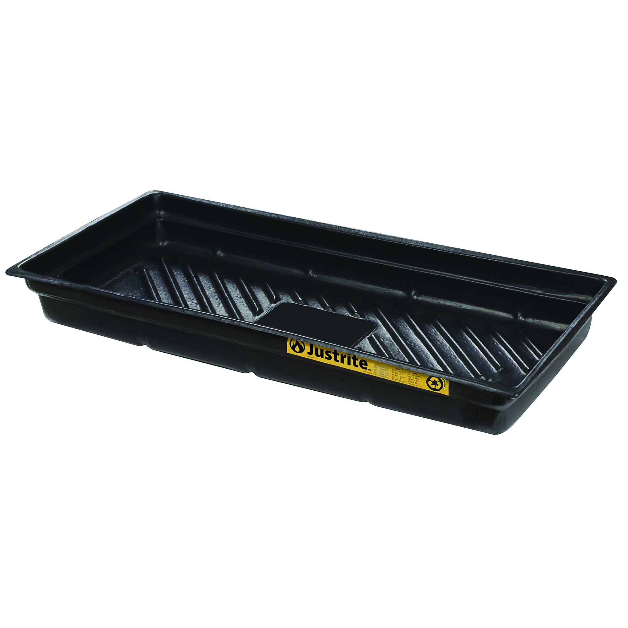 Justrite EcoPolyBlend Spill Tray — 38in. x 26in. x 5.5in., 20-Gal. Capacity, Polyethylene, Black, Model# 28716